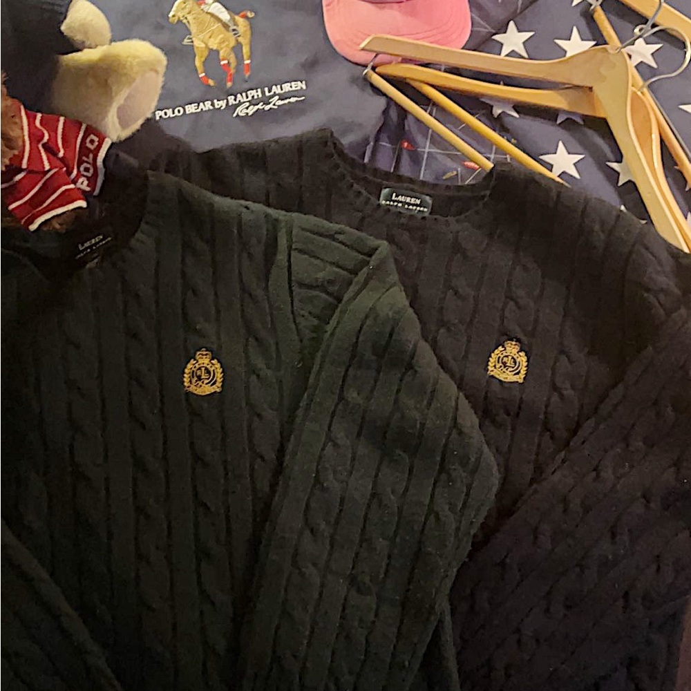 Vintage Lauren Ralph Lauren Cable-knit Crest Sweater Lot